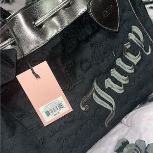 Juicy Couture Black and Silver Shoulder Bag with Metallic Accents